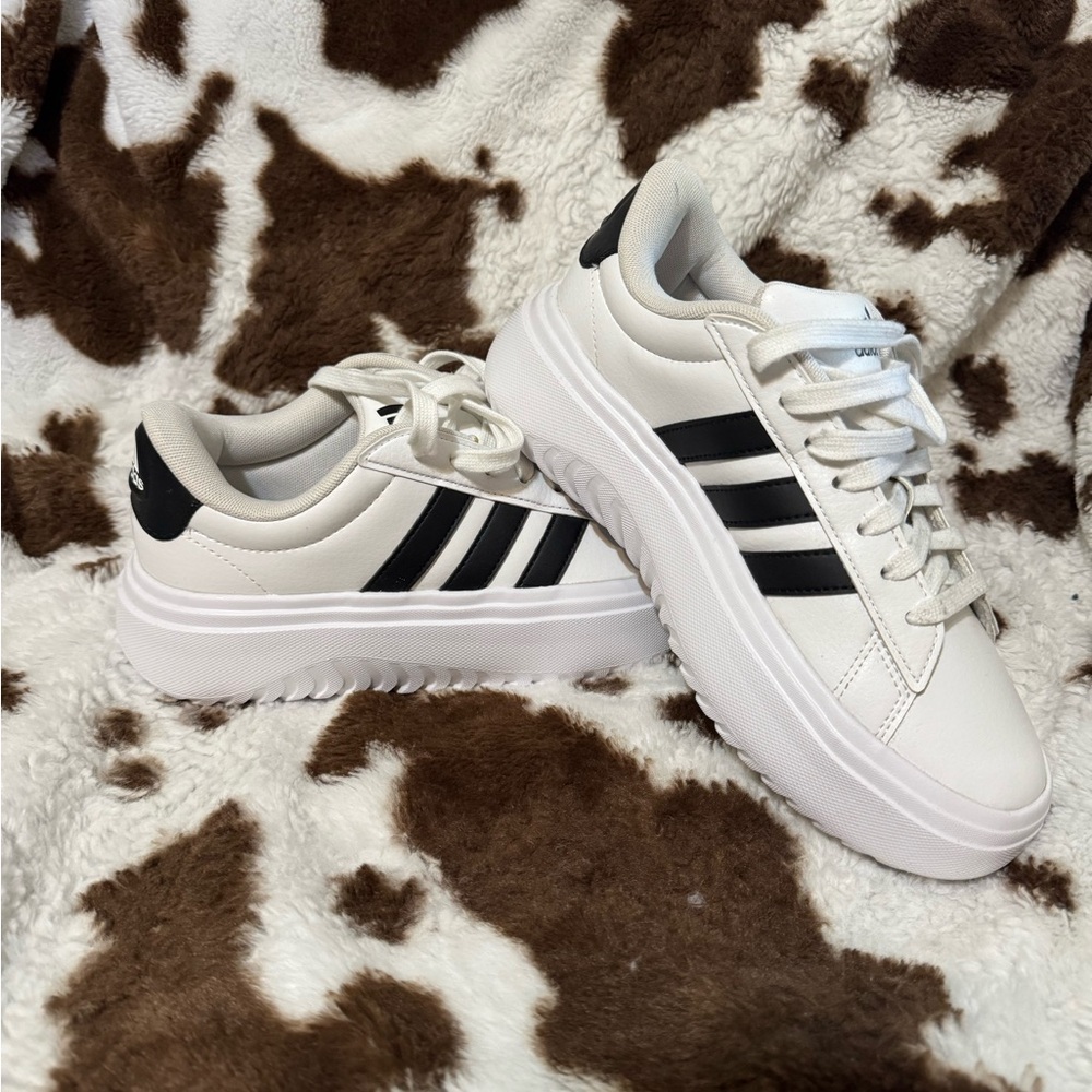 Adidas White and Black Platform Sneakers